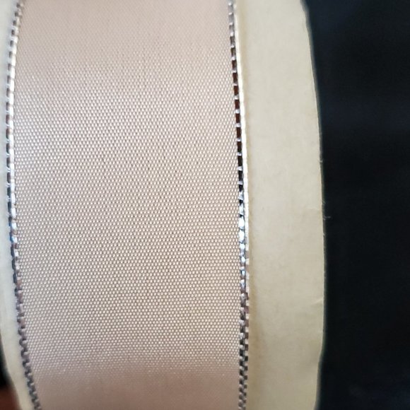 Laitonne 1960's French Ribbon - 100% Acetate - 1" Pale Pink with Silver WireEdge - Picture 2 of 5